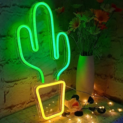 USB Powered LED Neon Sign для декорации спальни Большая форма кактуса для детей подростки мальчики девочки общежитие