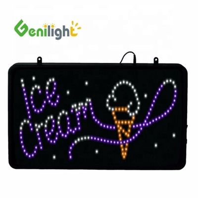 Четырёхугольный светодиодный неонный знак мороженого с анимационным освещением с открытой формой ABS