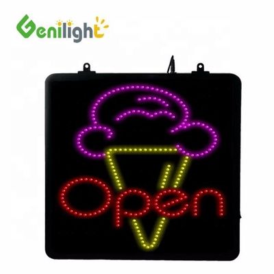 Четырёхугольный светодиодный неонный знак мороженого с анимационным освещением с открытой формой ABS