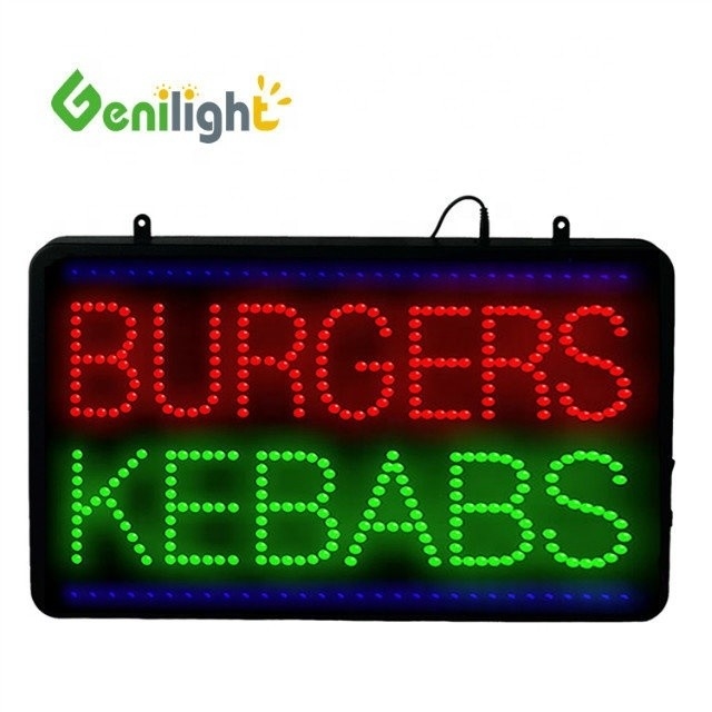 Сертификат питания ABS Open-Mold BURGERS KEBABS LED Sign для индивидуального размера и цвета