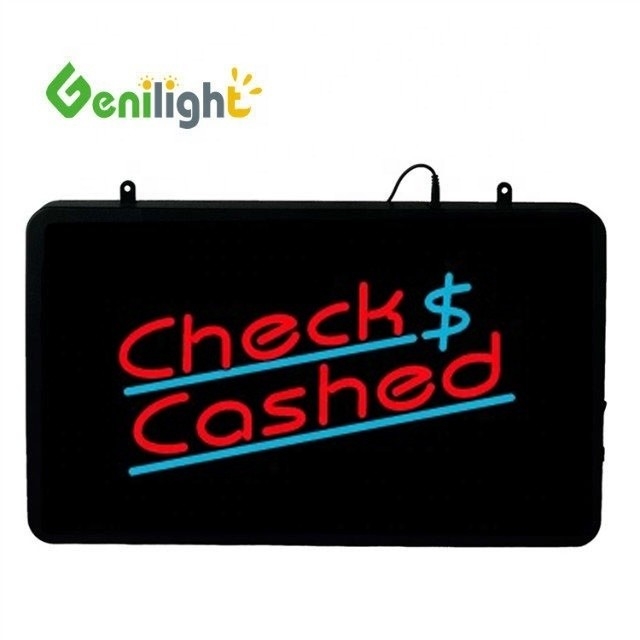 Genilight 22 * 13 дюймов Супер яркость светодиодная проверка наличные письмо неоновый открытый знак для помещений