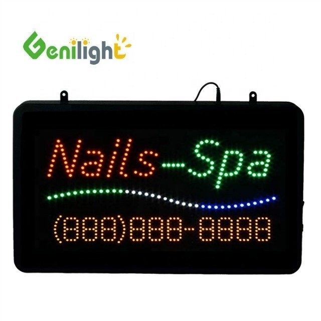 DC12v Genilight Внутренний 22 * 13 дюймов привлекательный рекламный светодиодные ногти спа с телефонным номером знак
