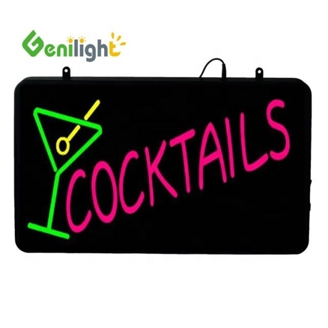 Genilight 56*33cm Электронный DC12V Неон LED Коктейли Знак с логотипом CUP Сертификат питания