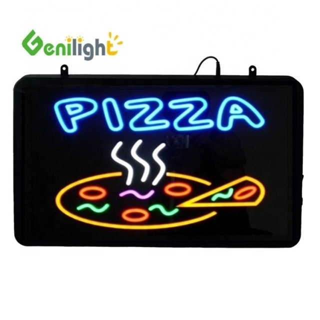 Контрастный соотношение мигающий свет в помещении Пиццерия Led Neon Open Sign Panel Размер 56*33