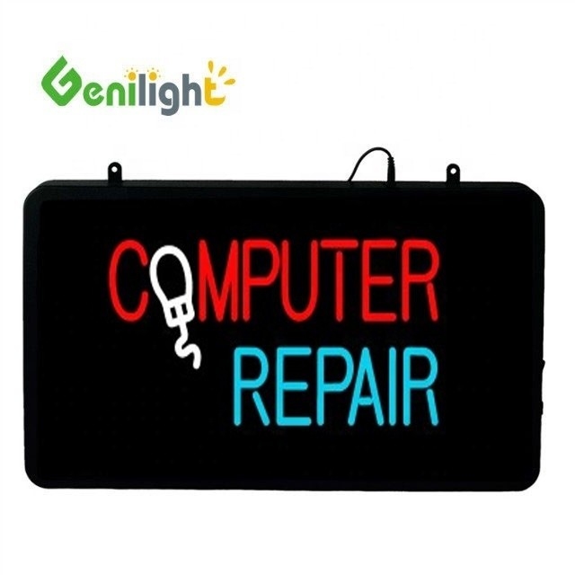 RGB акриловый фронтальный щит Genilight 22 * 13 дюймовый светодиодный неоновый знак для ремонта компьютера CE RoHS