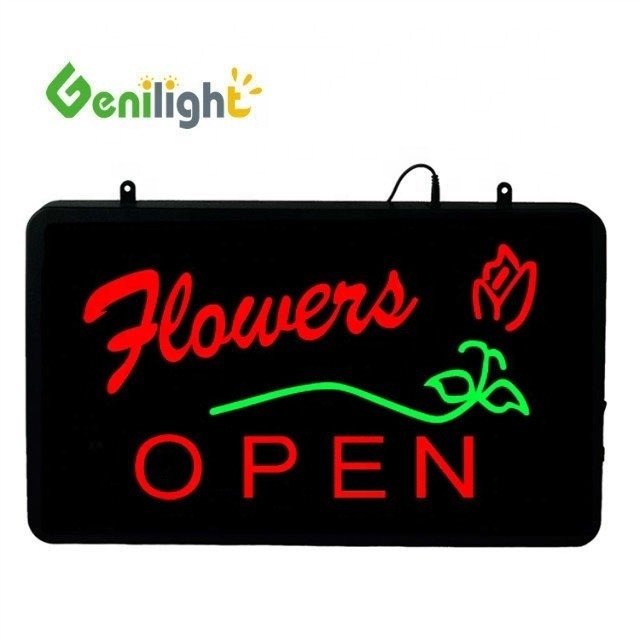 Genilight LED цветы Открыть неоновый знак Улучшить эстетику вашего цветочного магазина с помощью этого знака