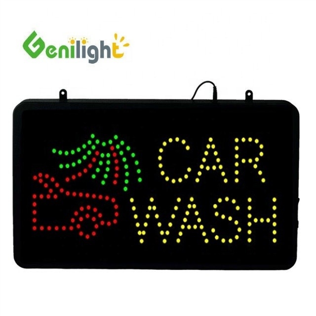 Genilight Indoor 22*13inch DC12v LED Car Wash Открытый знак с алюминиевым пластиковым фоном