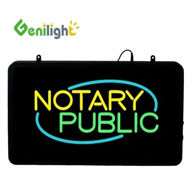 Genilight NOTARY PUBLIC LED неоновый знак с ABS открытой формой и мигающей анимацией